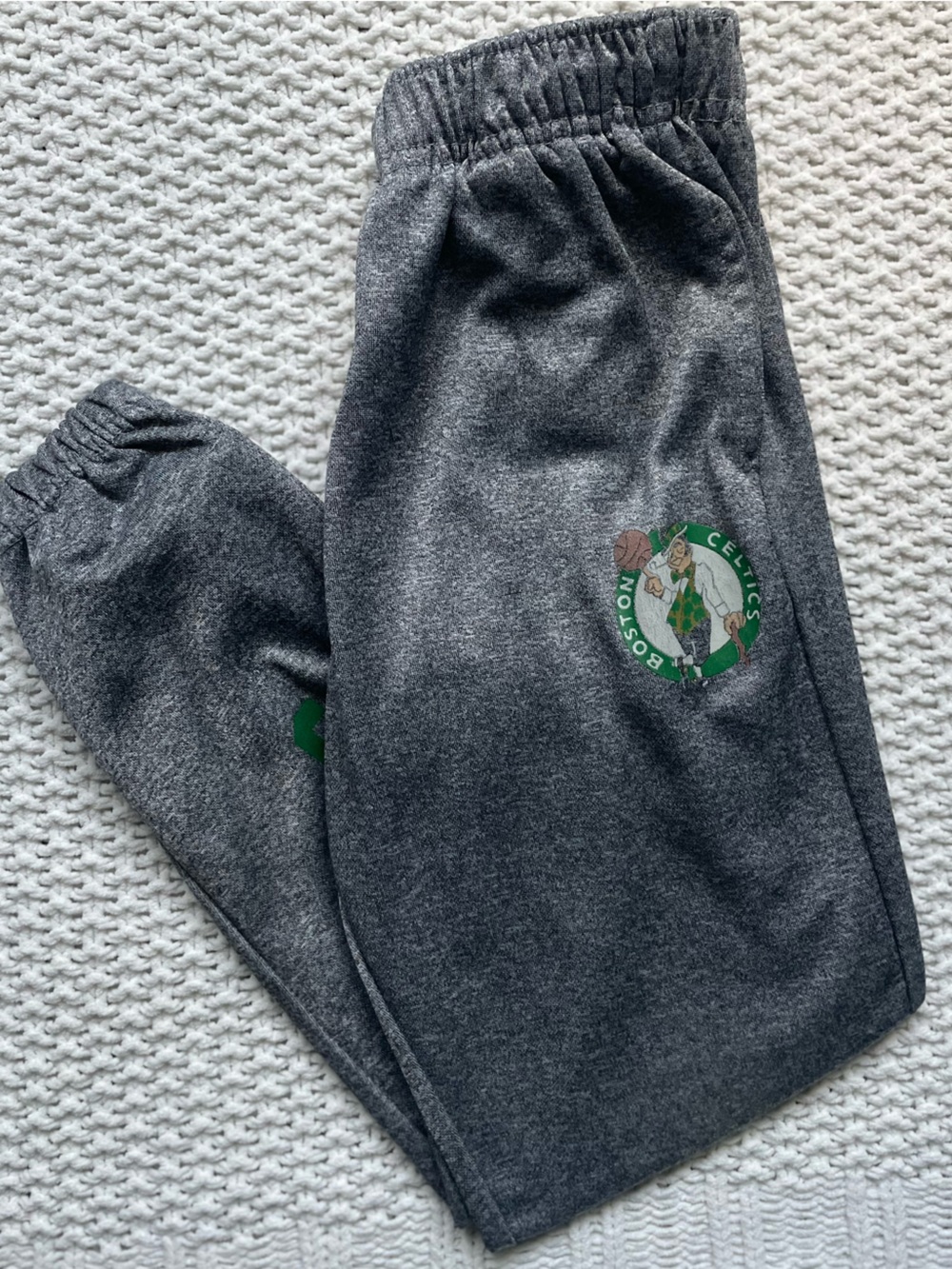 Boston Celtics Gray Kids Sweatpants with Green Team Logo